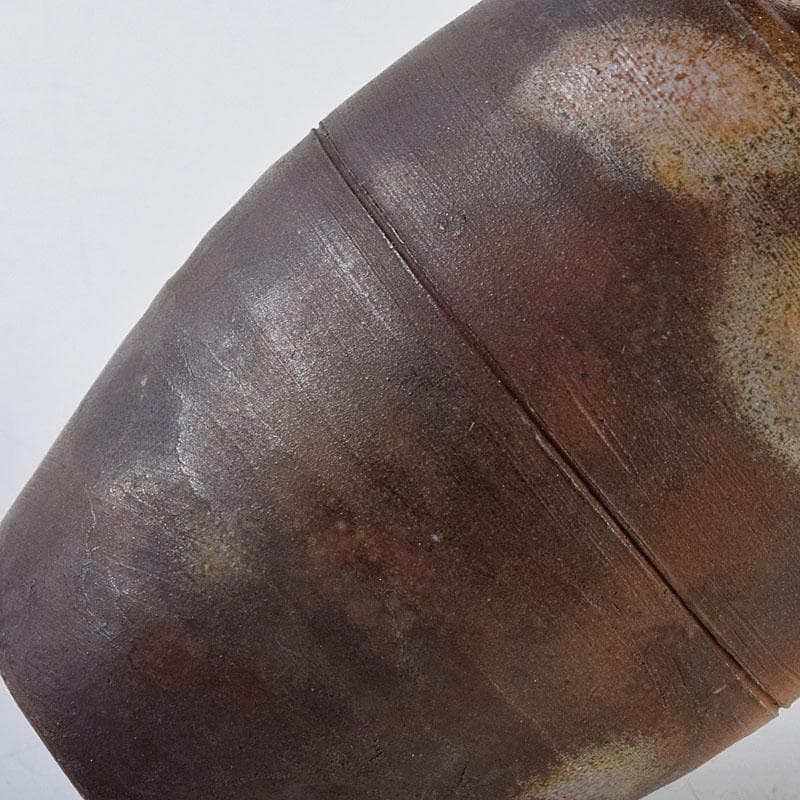 茶道具　備前焼　木村陶峰造　茶入　仕覆付　共箱　V　8750