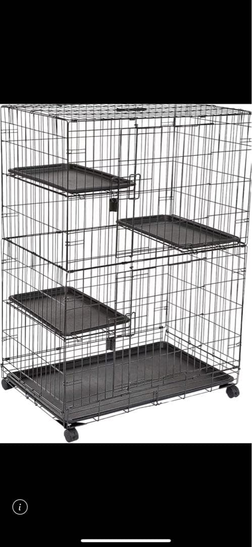 大型キャットケージ ブラック 3段