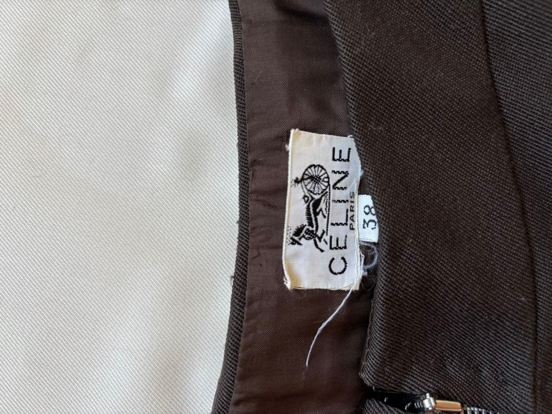 Vintage CELINE ブラウン フレアスカート 38サイズ