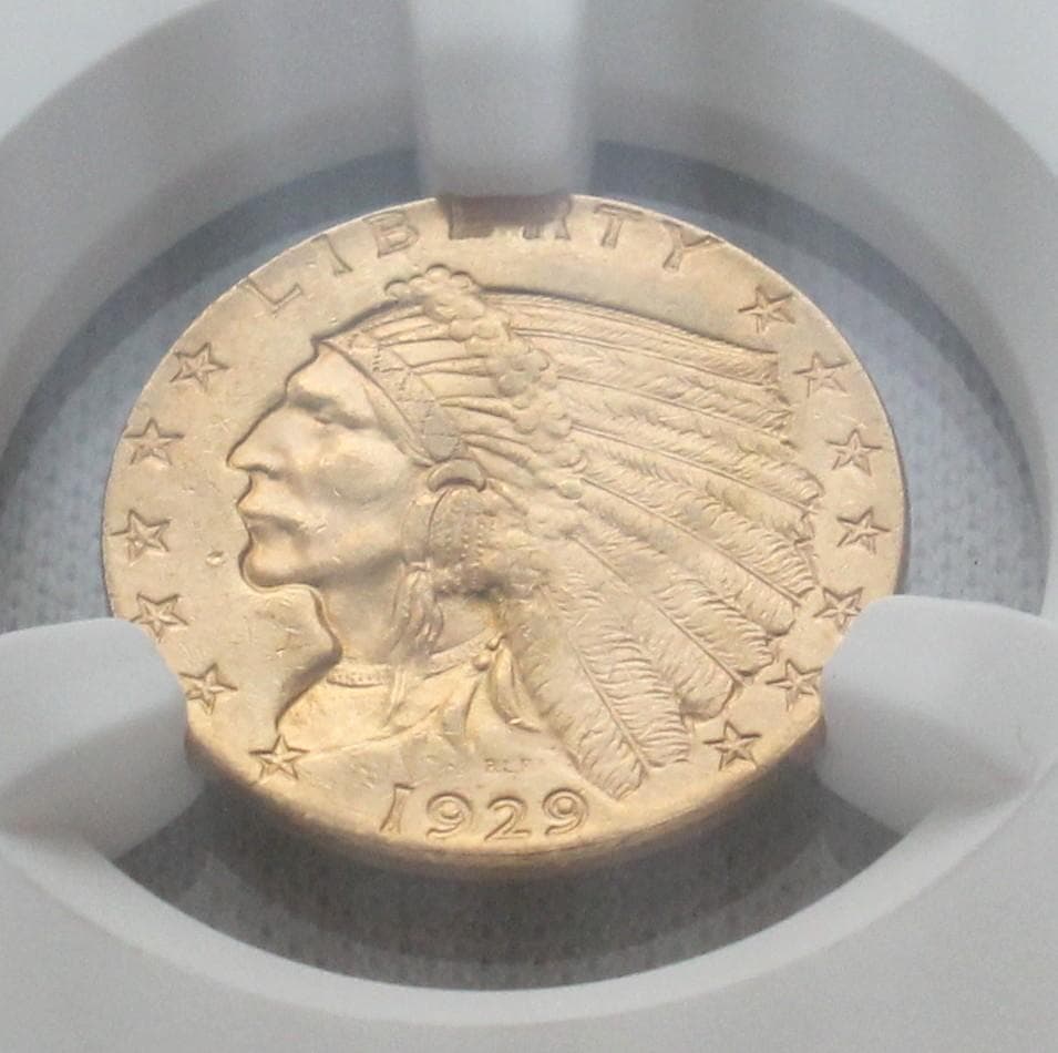 ハイジさん専用1929年 米国 インディアンヘッド＄2.5金貨 NGC MS61