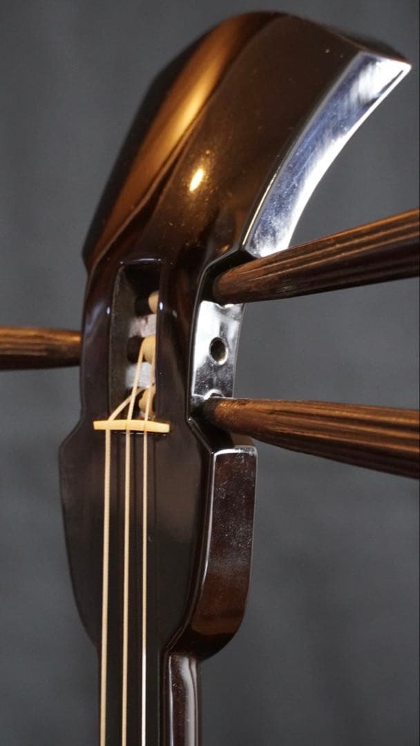 三線名工平良昌則作ヴィンテージ縞黒檀真壁型　当時のウルミ塗状態良し！本皮張！！