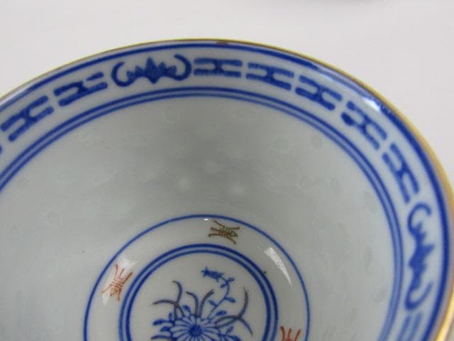 Y5-1210-② ◇景徳鎮製 ホタル手 蛍茶碗 金彩色絵青華文 10客◇