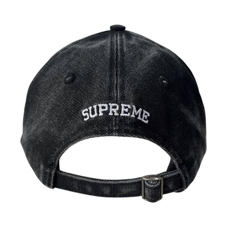 ●3120_1 Supreme キャップ ピグメント Sロゴ 6パネル 黒