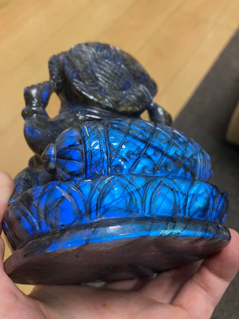 開運　仕事運　ラブラドライト　ガネーシャ様　置物　1,694g マダガスカル産