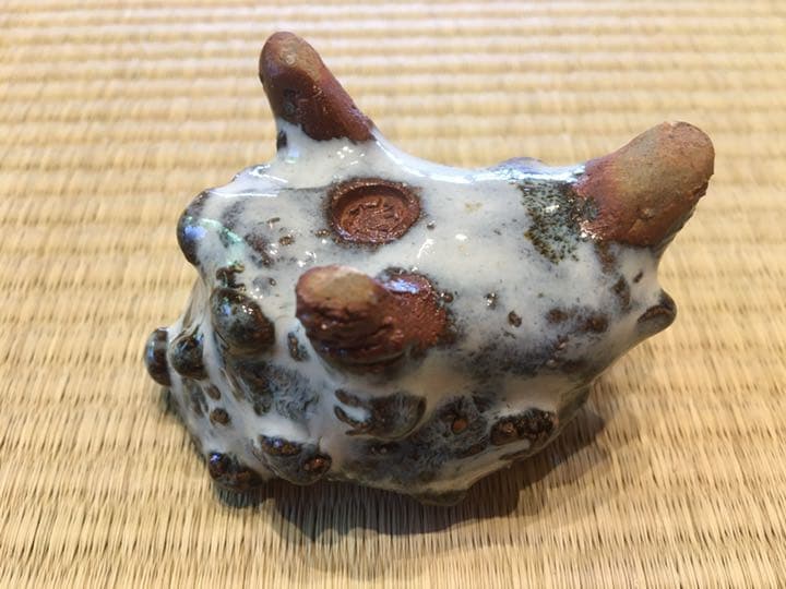 【美品】茶道具・蓋置・萩焼サザエ｜守繁徹造・共箱・共布・略歴付き