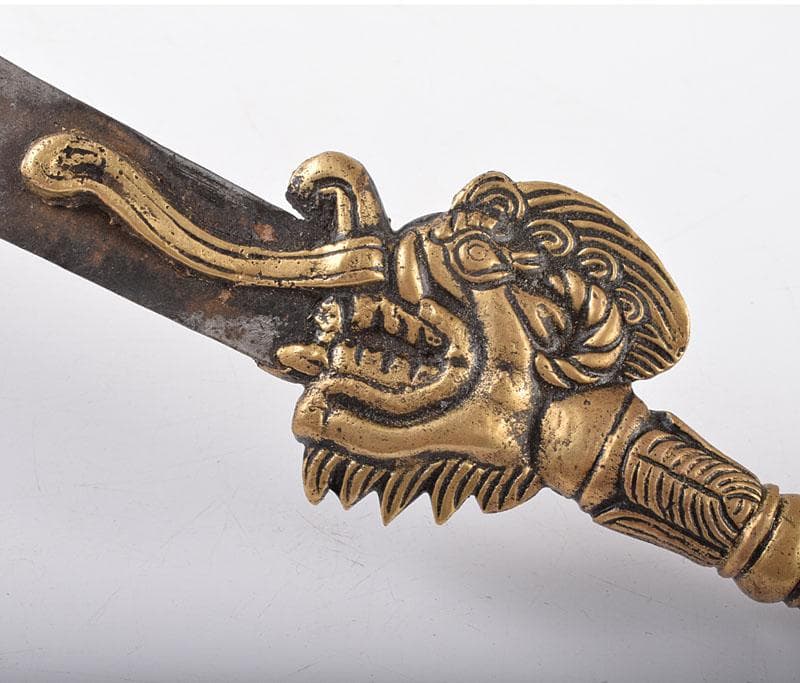 チベット密教法具　銅鍍金　文殊菩薩　利剣　ガドゥガ　八鈷杵　金剛杵　V4138B