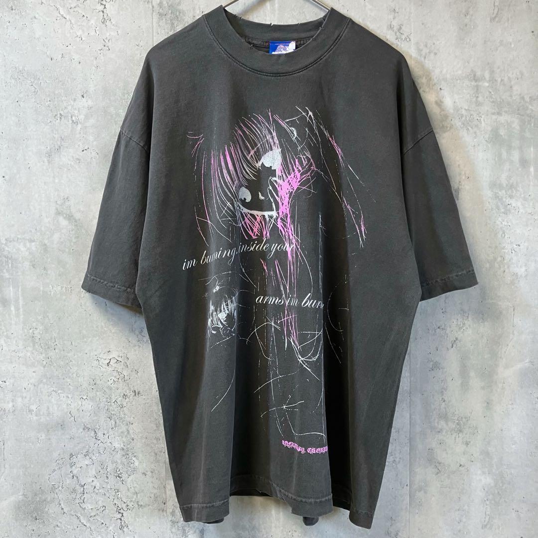 【L】ちょびっツ ちぃ アニメ Tシャツ フェードブラック 両面プリント