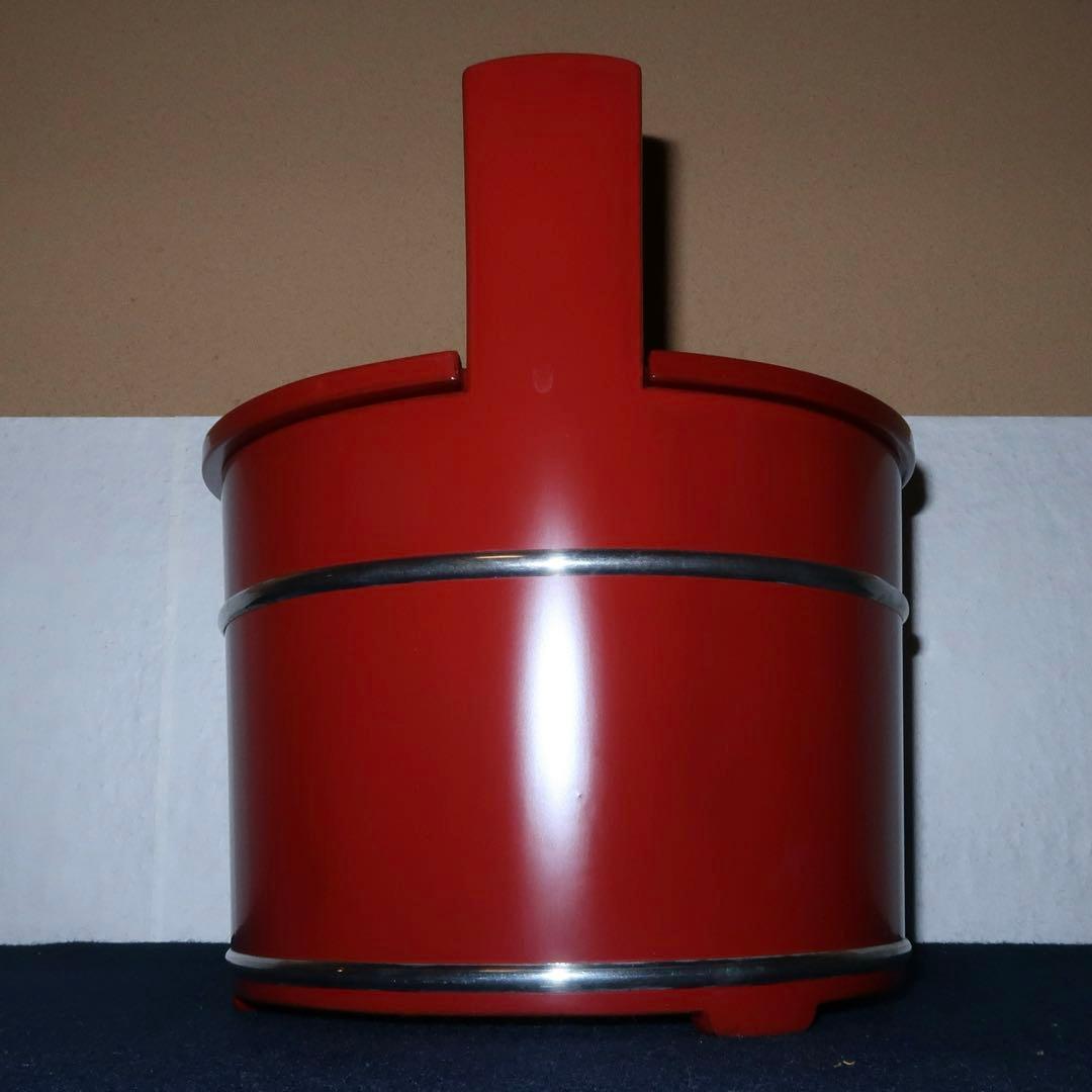 【茶道具】岡本陽斎作　朱銀手桶　水指