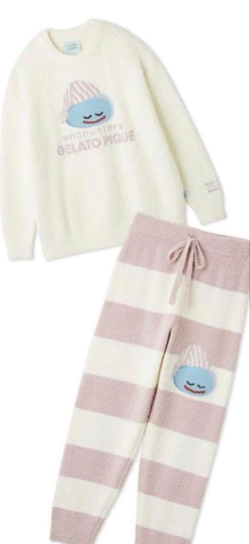 ジェラピケ✖️ドラゴンクエスト ベビモコプルオーバー&ボーダーロングパンツセット