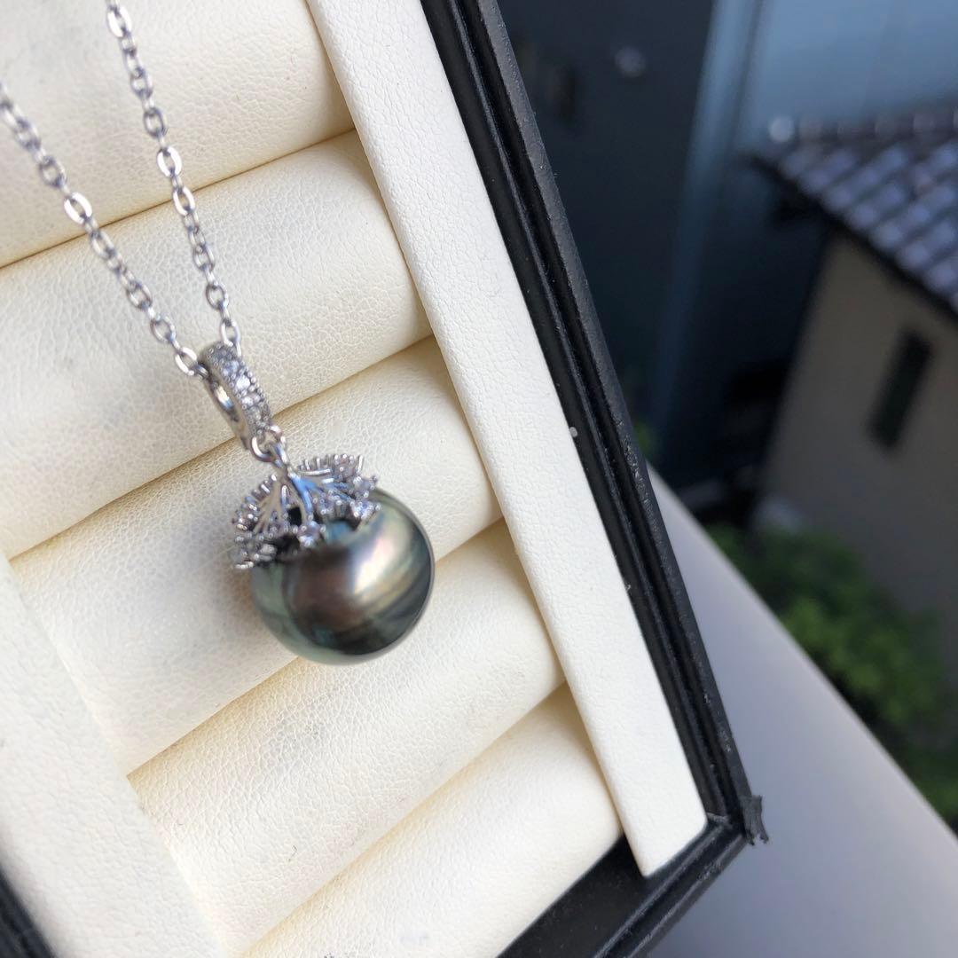 年末感謝価格　特大　黒蝶真珠ネックレス　タヒチ産