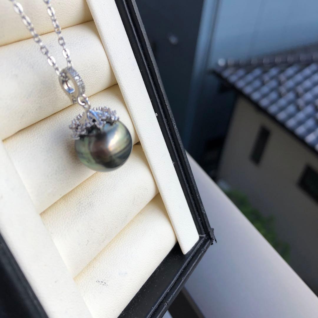 年末感謝価格　特大　黒蝶真珠ネックレス　タヒチ産