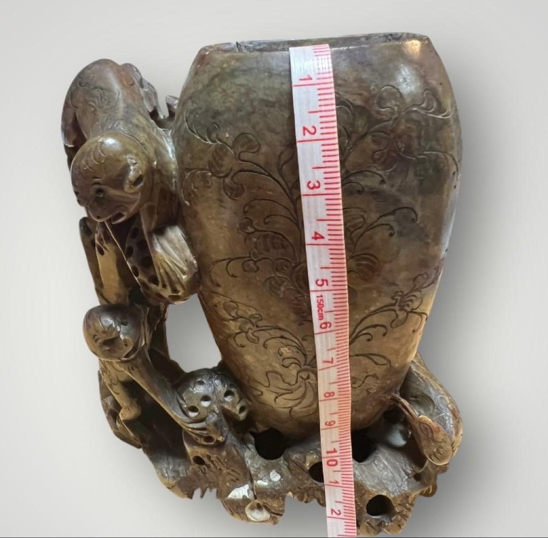 中国美術 寿山石 彫刻 置物 縁起物 【猿・蓮・雉】天然石 石彫 アンティーク