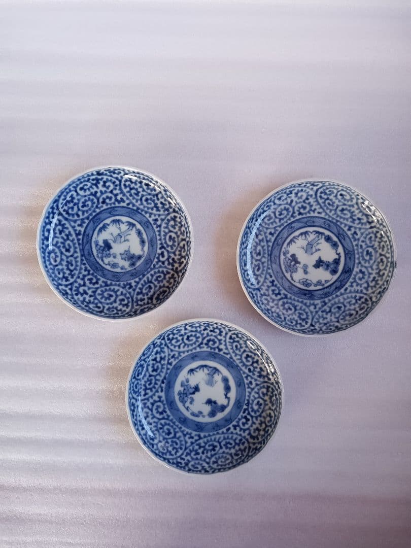 古伊万里　蛸唐草文様　三枚