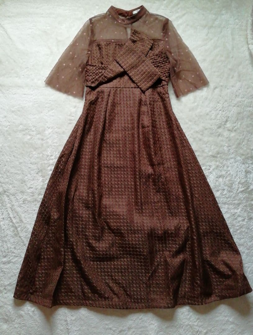 Leja ワッフルワンピース ロング ドレス 結婚式 オケージョン フレア S