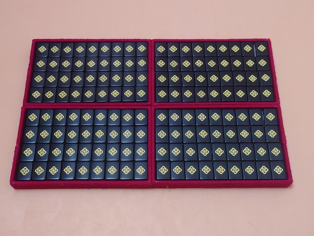 ミズノ丸一 法悦？ 高級麻雀牌 家紋牌 背黒 現状品