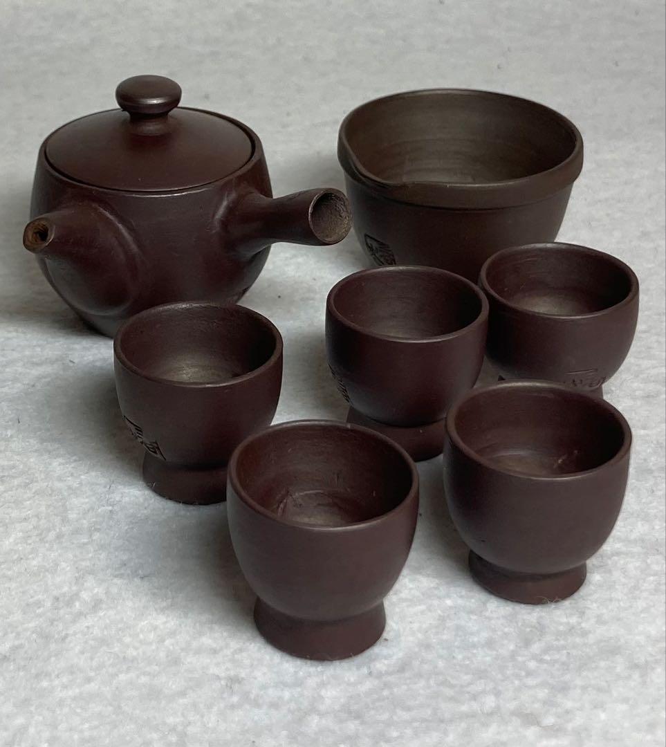 B324h 「萬古焼 茶器」春峰造　共箱　ミニチュア　一揃い　茶道具