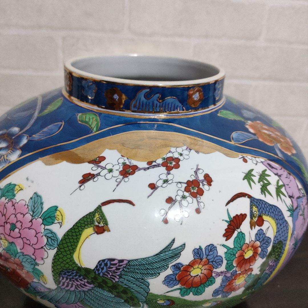 有田焼 古許窯 菊水作 孔雀雉絵図 沈香壺 飾壺 高さ50cm 古美術 骨董品