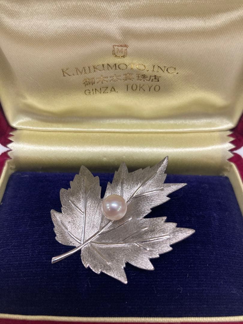 ミキモト リーフ ブローチ 真珠 カエデ